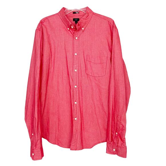 J. Crew Red Oxford Slim Fit Long Sleeve Button Down Sz XL - Picture 5 of 5